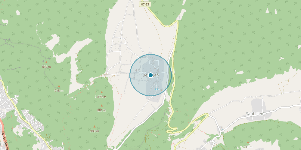 Map of Bezirgan, Kalkan